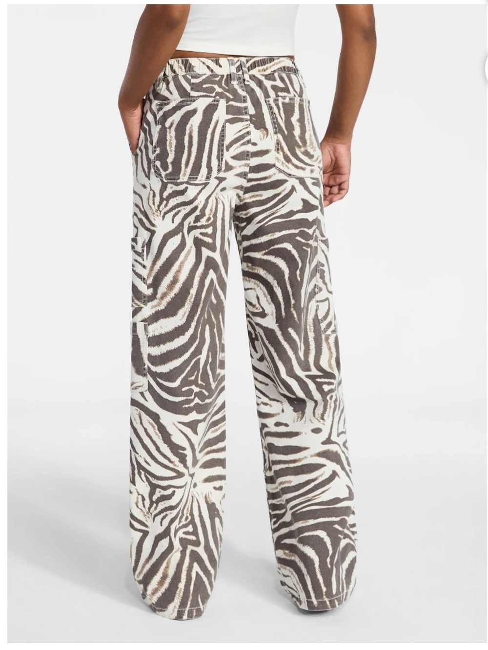 NWT! VIRAL Most Comfy EVER! No Boundaries Zebra Print Wide Leg Cargo Pants - Picture 2 of 15